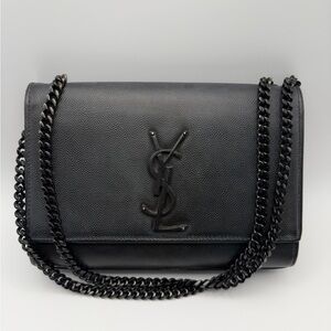 Saint Laurent Kate black grained leather small crossbody bag